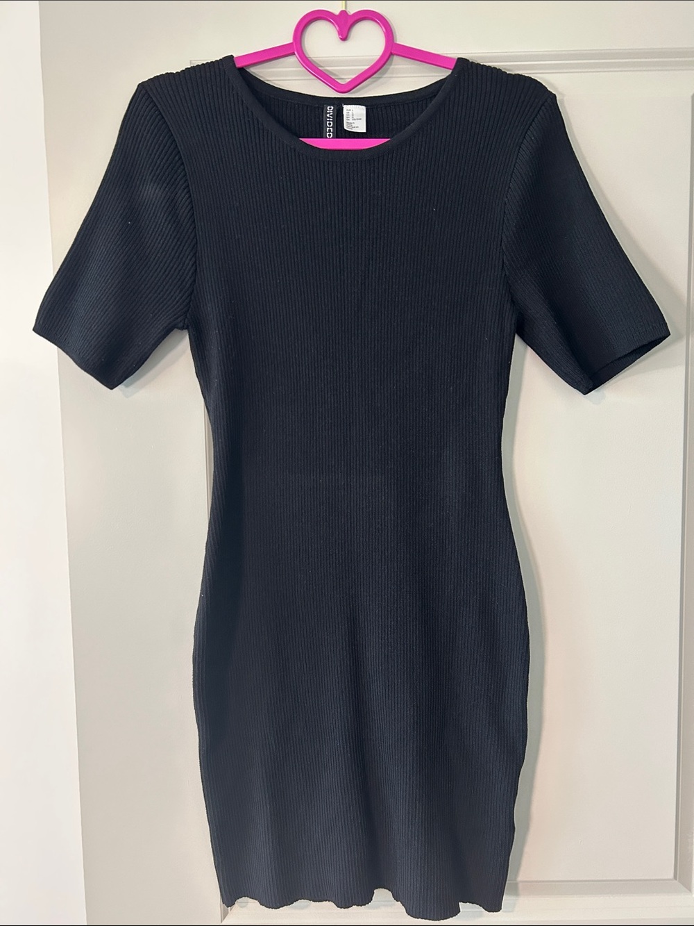 Divided Black Ribbed Mini Dress